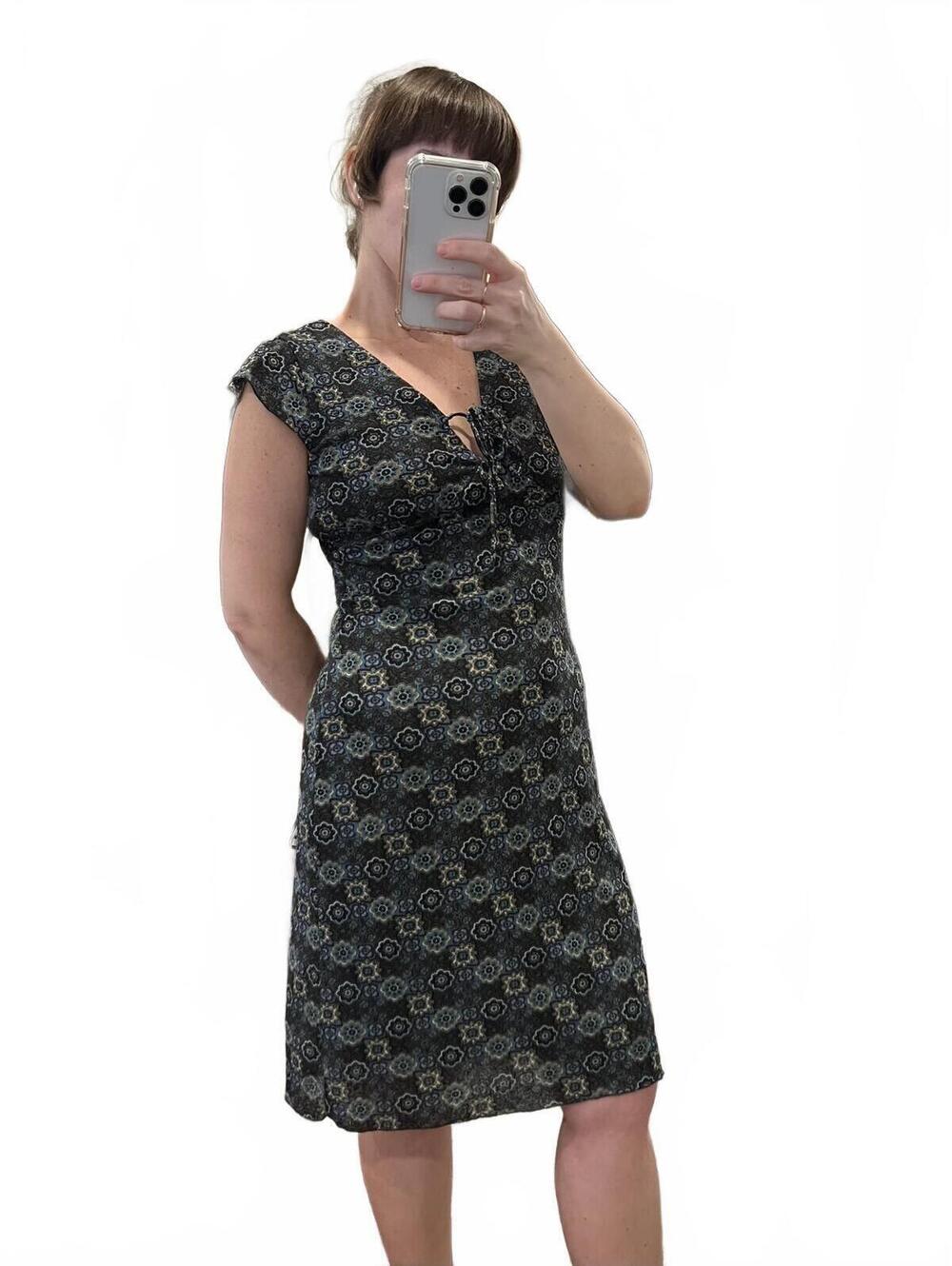 Vintage 90s Blue Floral Mini Dress V Neck Slip Style